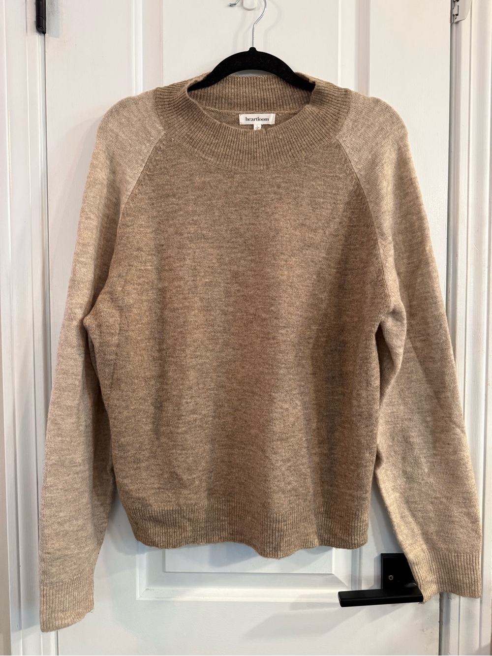 Heartloom Oatmeal Mock Neck Knit Sweater Women’s Large Neutral Pullover